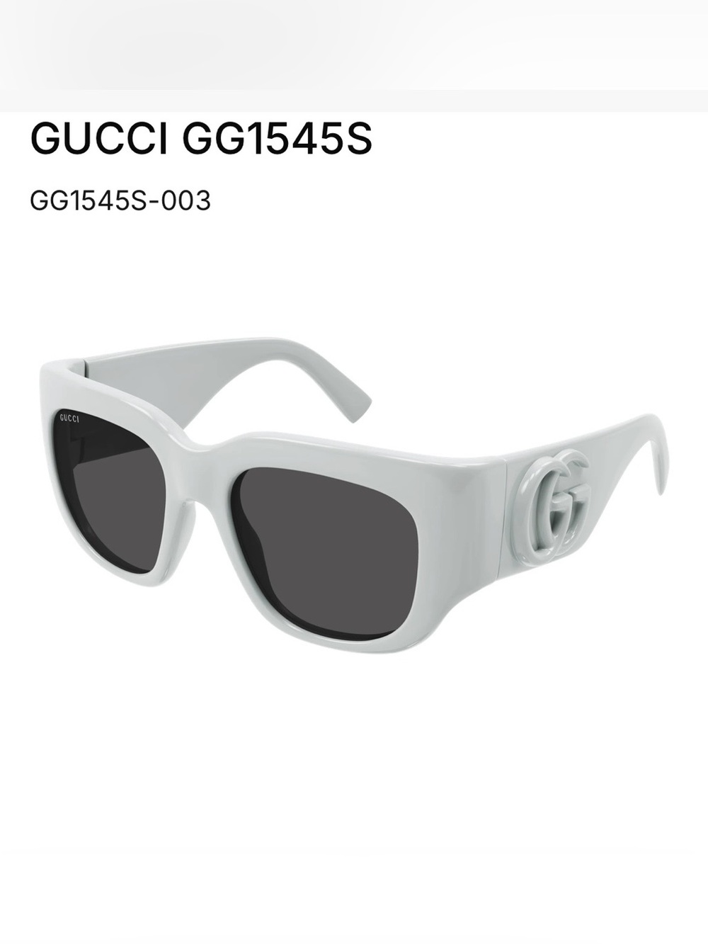 GUCCI GG1545S LIGHT GREY RECTANGULAR SUNGLASSES GG LOGO W/CASE NEW